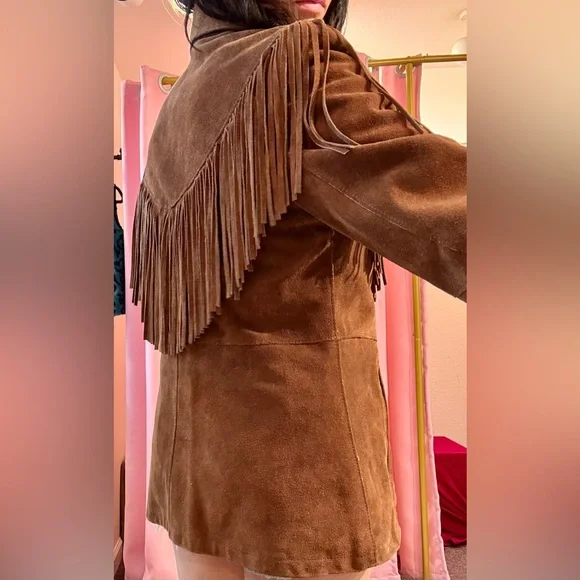Vintage Suede Leather Jacket With Fringe! - Picture 2 of 10